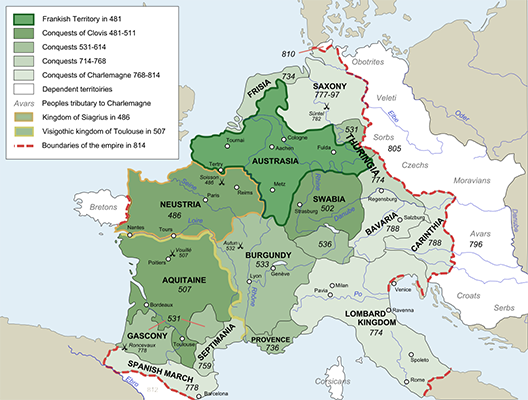 Map of Europe after the fall of Rome